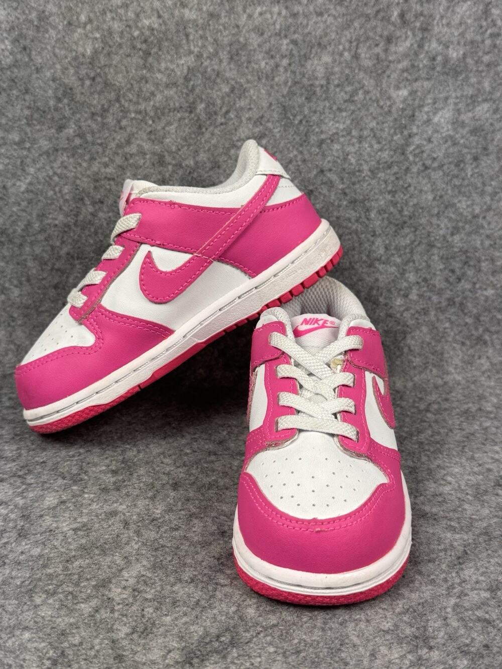 Nike Dunk Low shoes Pink White Athletic Sneaker Fuchsia FB9107 102 Toddler 8C